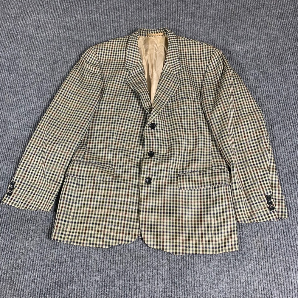 VTG‎ Van Gils Blazer Mens 40 Multi Color Sports Coat Wool Plaid Academia Luxury
